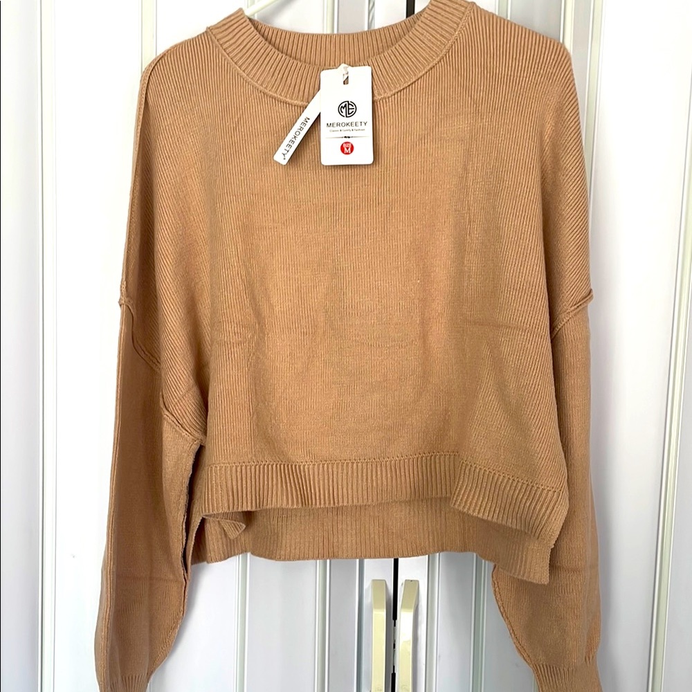 Merokeety Tan Sweater M women or ten new